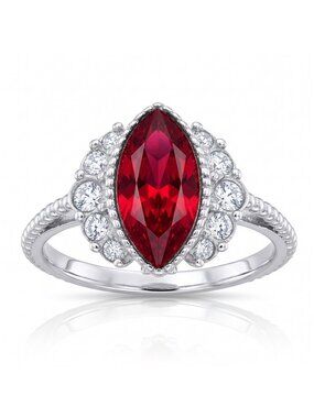 Marquise Red Swarovski Ring, 925 Sterling Silver Ruby Collection